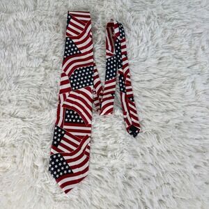 C.J. Andrews Mens‎ American Flag Print Necktie Silk Blend Patriotic Novelty USA